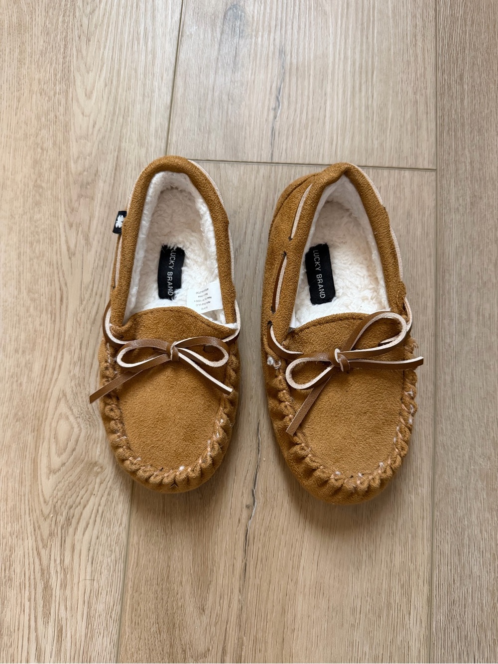 Lucky Brand Kids Tan Suede Moccasin Slippers